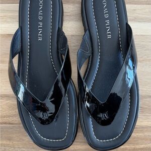 Donald J. Pliner Black Sandals with Glossy Finish